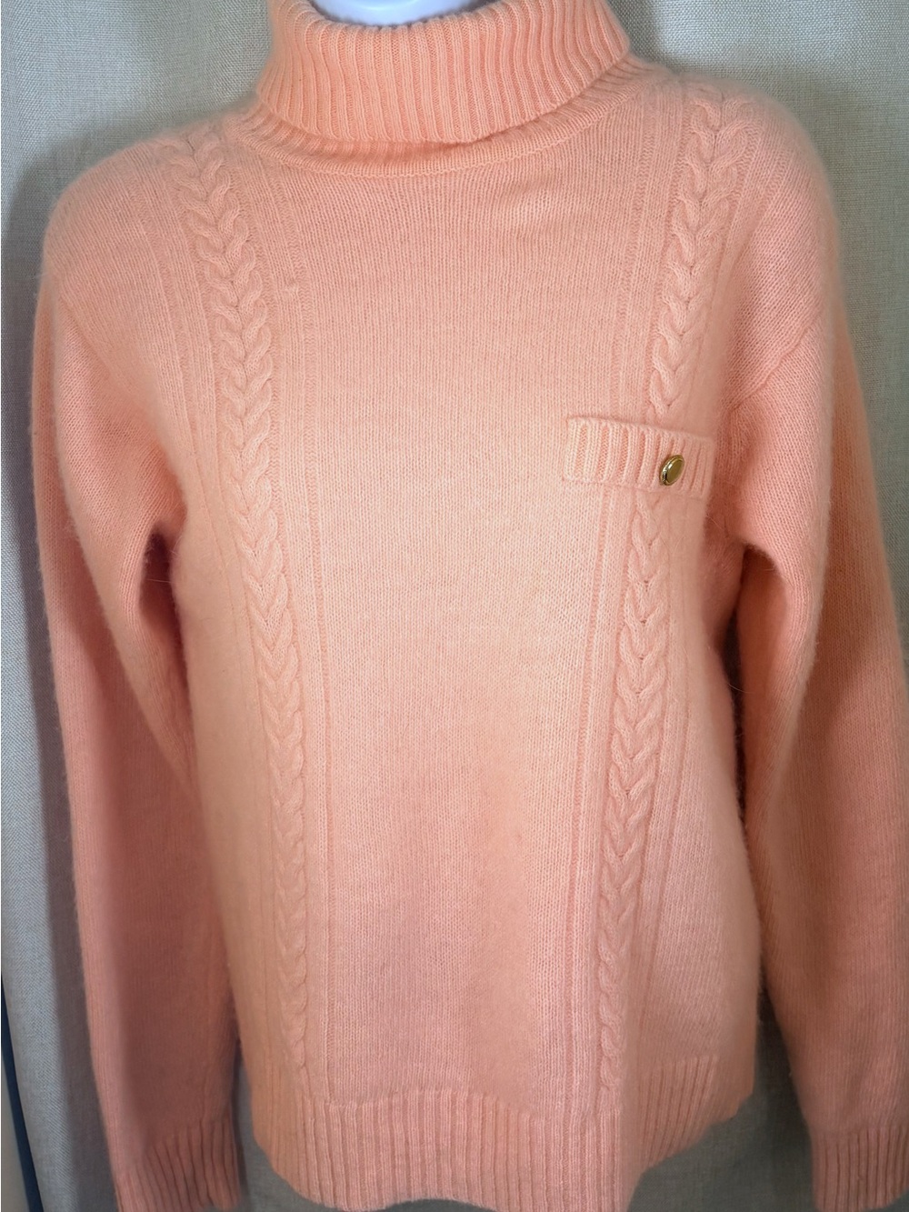 🎀 Vintage SK & Company Blush Pink Lambswool Angora Turtleneck Sweater | S